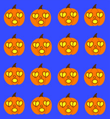 Obraz premium Pattern for Halloween. Background with pumpkins. Colored background for the holidays