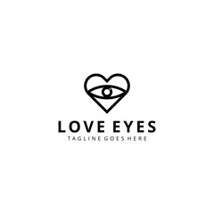 Illustration modern love or heart with eyes line sign logo design