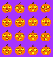 Pattern for Halloween. Background with pumpkins. Colored background for the holidays