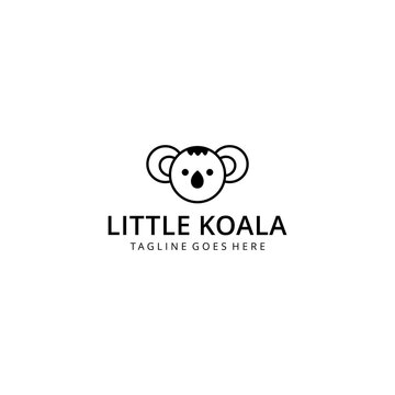 Creative little koala logo style design template illustration