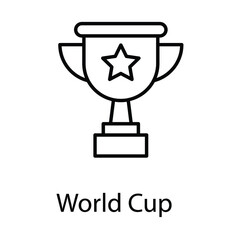 world cup, award trophy vector line icon