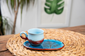 colorful handmade ceramic coffee cup
