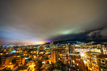 Fototapeta premium Dramatic night sky over Tbilisi city, Georgia