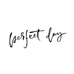 Perfect day. Hand drawn modern brush lettering. Typography banner. Ink vector illustration.