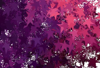 Fototapeta na wymiar Dark Purple, Pink vector texture with beautiful stars.