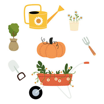 gardening tools icons collection vector design
