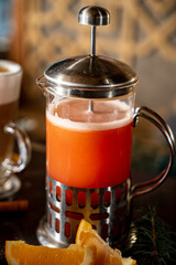 hot orange tea with spices