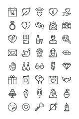 valentines day vector line icons set