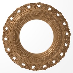 frame carved vintage black and white pencil drawing, 3d render isolated on white background high quality