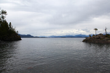 Lake, trees and mountains in Bariloche, Argentina