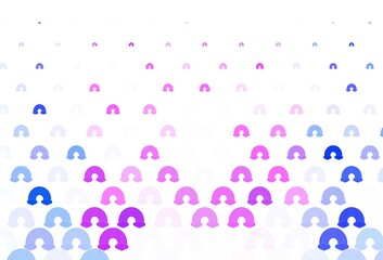 Light Purple vector background with rainbow symbols.