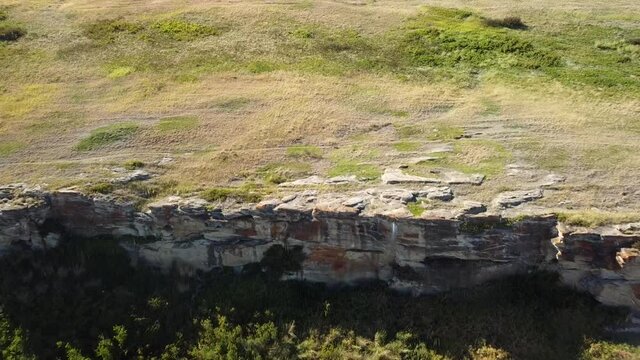 Aerial: Head-Smashed-In Buffalo Jump near Fort Macleod Alberta