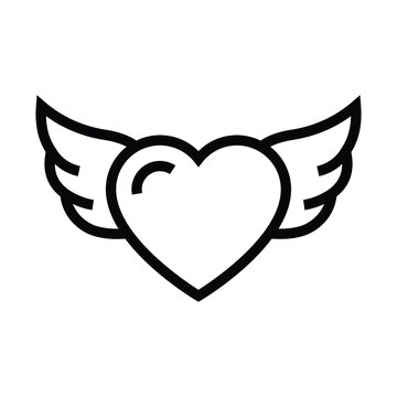 angel heart vector line icon
