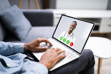 African American Video Conferencing With Doctor