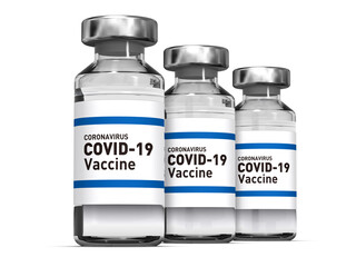 Illustration of 3 vaccines for coronavirus by 3D rendering