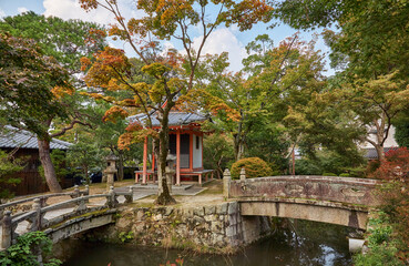 Fototapeta na wymiar The stone bridges to the small shrine. Kiyomizu-dera Temple. Kyoto. Japan