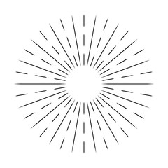 Obraz premium Sunburst line icon isolated on white background, summer web banner, retro circle design, vector illustration