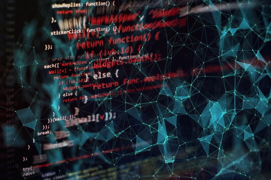 Software developer programming code. Abstract computer script code.