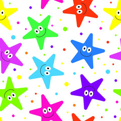 Fototapeta premium Smiling stars seamless pattern. Vector illustration.