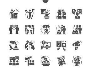 Naked politics, democracy. Freedom of speech, justice voting and opinion. Referendum and poll choice event. Political election. Vector Solid Icons. Simple Pictogram