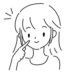 顔を触って喜ぶ若い女性