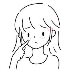 顔イボに悩む若い女性