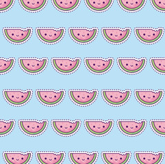 pattern with sliced watermelon, patch style