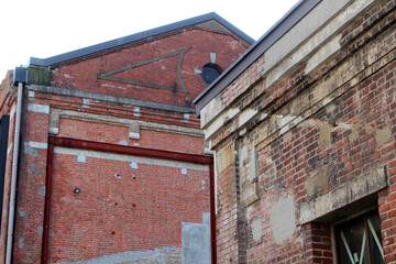 Bricks and window of old colonial building around Moji Station in Kitakyushu