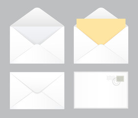 Mockup realistic envelopes. Open and closed envelopes. Vector illustration eps 10