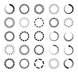 Loading circles. User interface design objects buffering process upload percent elements progress bar vector web internet icon