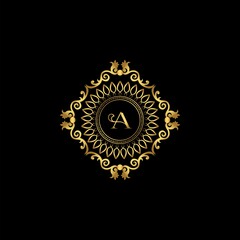Letter A Luxury Ornament Logo. Monogram Crest Initial Letter Vector Design.