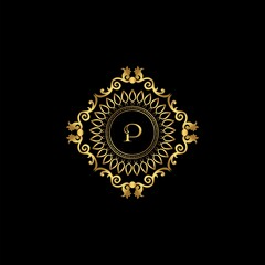 Letter P Luxury Ornament Logo. Monogram Crest Initial Letter Vector Design.
