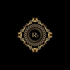 Letter R Luxury Ornament Logo. Monogram Crest Initial Letter Vector Design.