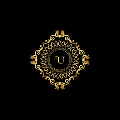 Letter U Luxury Ornament Logo. Monogram Crest Initial Letter Vector Design.