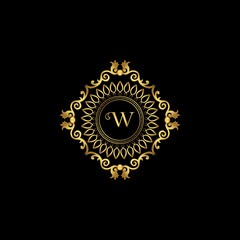 Letter W Luxury Ornament Logo. Monogram Crest Initial Letter Vector Design.