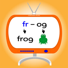 consonant blend, Fr word, flash card, learning English