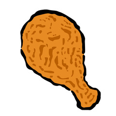 Illustration of Fried chicken: Illustration like woodblock print