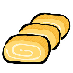 Illustration of Tamagoyaki: Illustration like woodblock print