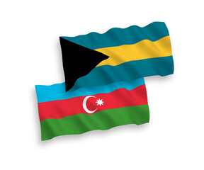 Flags of Commonwealth of The Bahamas and Azerbaijan on a white background