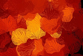 Dark Orange vector natural pattern with leaves.