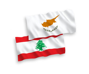 Flags of Cyprus and Lebanon on a white background