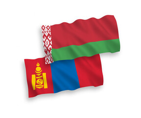 Flags of Mongolia and Belarus on a white background