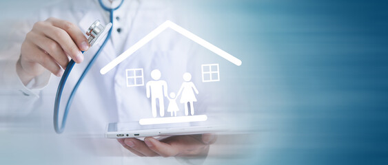Family care and protection insurance concept