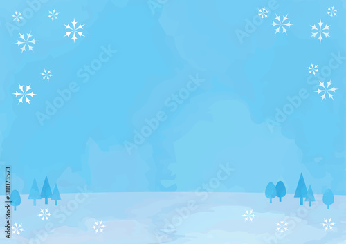 冬の野原背景イラスト Wall Mural Wallpaper Murals いなみ