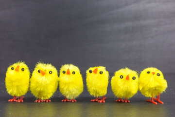 group of yellow chenille easter chicks