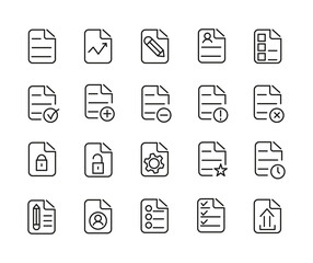 Simple Set Of Document Related Outline Icons. Elements For Mobile Concept And Web Apps. Thin Line Vector Icons For Website Design And Development, App Development. Premium Pack.