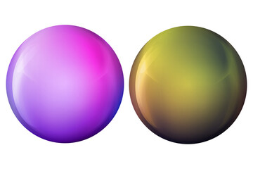 Set of glass colorful balls or precious pearl. Glossy realistic ball, 3D abstract vector illustration highlighted on a white background. Big metal bubble.