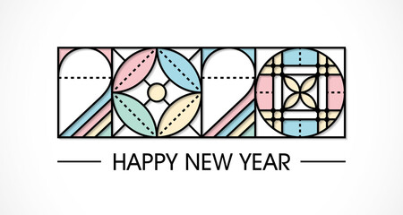 Fototapeta premium Happy new year 2020 text design