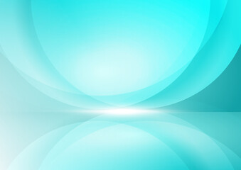 Obraz premium Abstract blue geometric circles overlapping background with light blue.