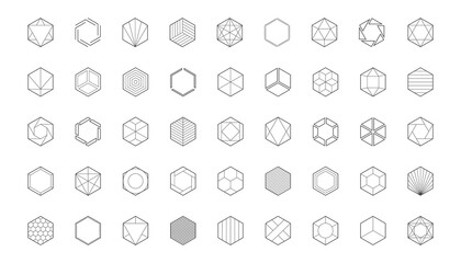Hexagon logo template. Vector honeycomb icon. Creative design elements.